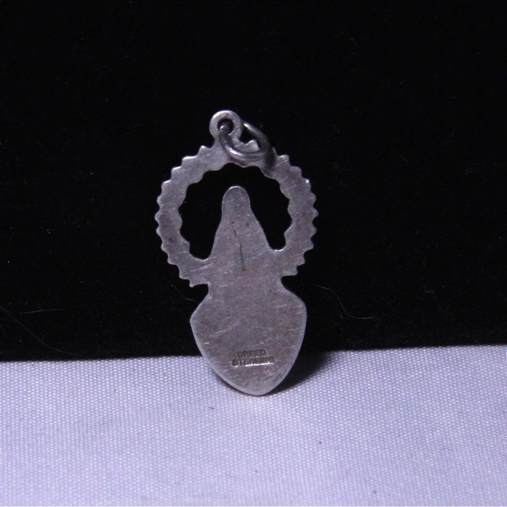 Creed Sterling Silver Virgin Mary Medal Pendant 12 Stars Halo Religious Vintage‎